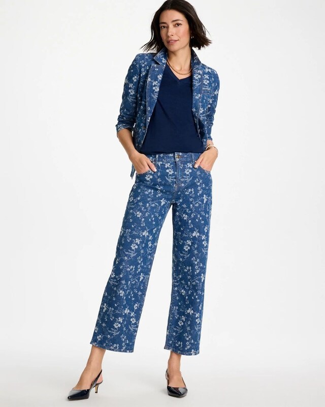 Girlfriend Wide Floral Crop Jeans - image 3